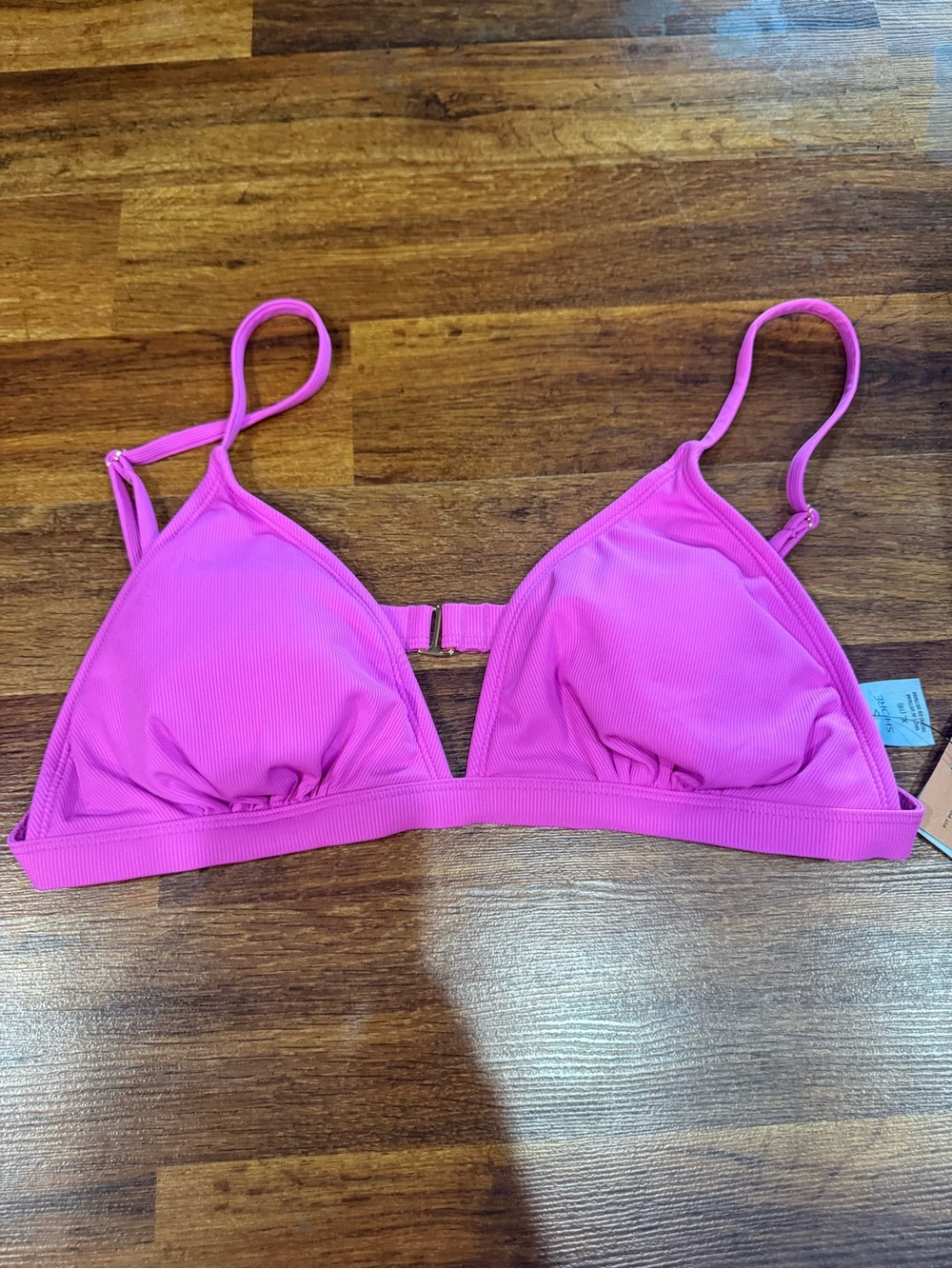 Women's XL Pink Ribbed Triangle Bikini Top Shade&Shore